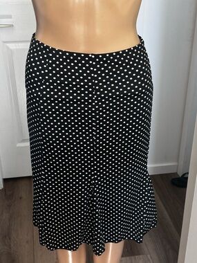 Black Polka Dot Midi Skirt - Chic Women's Skirt Size small knee length